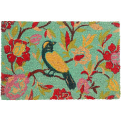 Relaxdays - Zerbino da Ingresso, Motivo Floreale con Uccellino, Antiscivolo, 60 x 40 cm, Esterni e Interni, Multicolore