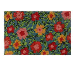 Relaxdays - Zerbino in Fibre di Cocco, Tappetino Antiscivolo con Motivi Floreali 40 x 60 cm, Resistente, Robusto, Colorato