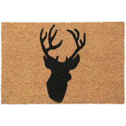 Relaxdays - Zerbino da Ingresso in Cocco, Tappetino Antiscivolo con Cervo, 40x60 cm, per Interni e Esterni, Nero Naturale