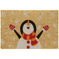 Relaxdays - Zerbino in Fibra di Cocco, Tappetino con Pupazzo di Neve, Interni, Esterni, 40x60 cm, Antiscivolo, Multicolore
