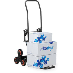 Carrello Portapacchi per Scale, Carrellino da Trasporto, Trolley Saliscale, Capacità di Carico 50/150 kg, Nero - Relaxdays