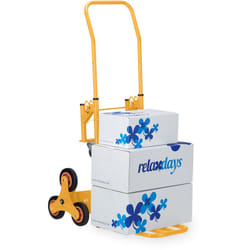 Carrello Portapacchi per Scale, Carrellino da Trasporto Trolley Saliscale Capacità di Carico 50/150 kg, Giallo - Relaxdays