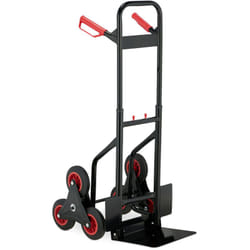Carrello Portapacchi per Scale, Carrellino Pieghevole da Trasporto Trolley Saliscale fino a 200 kg, Nero Rosso - Relaxdays