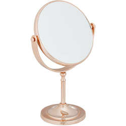 Relaxdays - Specchio da Trucco, Ingrandimento 2x, Specchietto a 2 Lati, Girevole 360°, Tondo, hlp 27,5x18x10,5 cm, Ramato