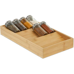 Relaxdays Portaspezie in Bambù per il Cassetto, Organizer per Spezie, 3 Ripiani, Spice Rack, 5 x 20 x 38 cm, Naturale