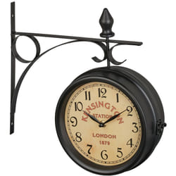 Relaxdays Orologio da Parete Bifacciale, in Stile Stazione Ferroviaria, a Batterie, Vintage, 33 x 34 x 10 cm, Nero