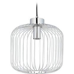 Relaxdays - Lampadario a Sospensione, Paralume in Metallo, Design Aperto, HxD: 145x29 cm, Attacco E27, Cucina, Argentato