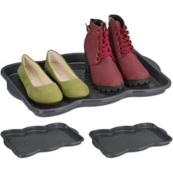 Poggiascarpe, Set da 3 Vaschette per Scarpe Bagnate, per Corridoio, Armadio, Auto, 3 x 48 x 34 cm, Grigio - Relaxdays