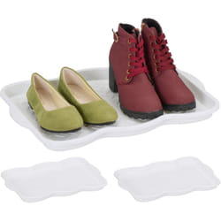 Poggiascarpe, Set da 3 Vaschette per Scarpe Bagnate, per Corridoio, Armadio, Auto, 3 x 48 x 34 cm, Bianco - Relaxdays