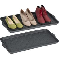 Poggiascarpe, Set da 2 Vaschette per Scarpe Bagnate, per Corridoio, Armadio, Auto, 3,5 x 74 x 36 cm, Grigio - Relaxdays