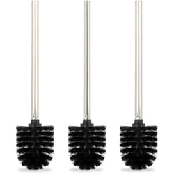 Relaxdays - Scovolino per wc, Set da 3, Scopino da Bagno, Manico in Acciaio Inox, Testina Rimovibile, hd 35 x 8 cm, Nero