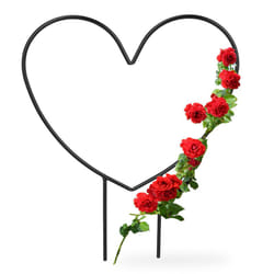Relaxdays - Supporto per Piante Rampicanti a Forma di Cuore, Sostegno per Rose, hlp: 32x25x0,5 cm, Giardino, Acciaio, Nero