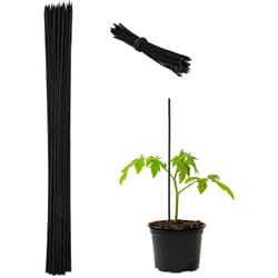 Relaxdays - Set da 50 Bastoncini per Piante, Supporti per Rampicanti, Verdure, ø 6mm, Fili da Legatura incl., 60 cm, Nero