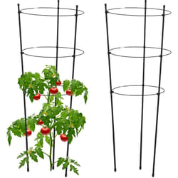 Relaxdays - Set da 2 Sostegni per Pomodori Circolari, Alti 76 cm, per Piante Rampicanti, Rose, 3 Anelli Regolabili, Nero