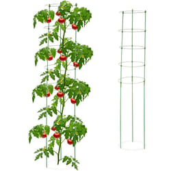 Relaxdays - Set da 2 Sostegni Circolari per Pomodori, Piante Rampicanti, Rose, a 3 Gambe, in Metallo, hd: 150x28 cm, Verde