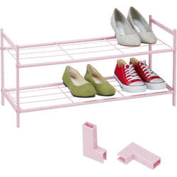 Relaxdays Scarpiera da ingresso, 2 Ripiani, 6 Paia di Scarpe, Scaffale Portascarpe, HLP: 34,5x70x26 cm, in Metallo, Rosa