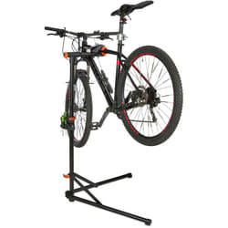 Relaxdays - Supporto di Manutenzione per Bicicletta, Porta Bici con Telaio 25-40 mm, Max. 30 kg, Ripiano Attrezzi, Nero
