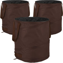 Relaxdays - Sacchi da Giardinaggio, Set da 3, Fogliame e Rifiuti, Sistema Pop Up, 85 l, Impermeabile, hd 47x46 cm, Marrone