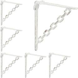 Relaxdays - 6x Staffe per Mensole, Set da 6, Stile Antico, Stile a Catena Originale, Reggimensola, Supporto, Bianco