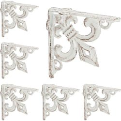 Relaxdays - 6x Staffe per Mensole, Supporti dal Design Barocco, Reggimensola Angolari per Scaffali, Stile Vintage, bianco