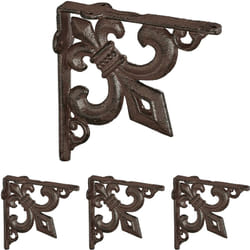 Relaxdays - 4x Staffe per Mensole, Supporti dal Design Barocco, Reggimensola Angolari per Scaffali, Stile Vintage, marrone