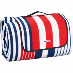 Relaxdays Coperta da Picnic XXL, 200 x 300 cm Plaid Impermeabile a Strisce, Isolante, Telo Spiaggia con Manico, Colorato, 80% ...