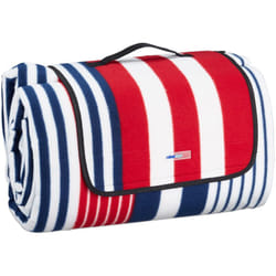 Relaxdays - Coperta da Picnic xxl, 200 x 300 cm Plaid Impermeabile a Strisce, Isolante, Telo Spiaggia con Manico, Colorato, 80% Poliestere Alluminio