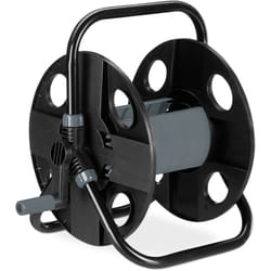 Relaxdays - Avvolgitubo, Carrello Bobina Riavvolgitubi, Pompe da 30m 1/2', per Irrigazione, Acciaio, Plastica, Nero Grigio