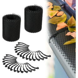 Relaxdays - Rete per Grondaie, Set da 2, Protezione Cattura Foglie e Sporco, Ciascuna Lunga 6m, Larga 15cm, Plastica, Nero