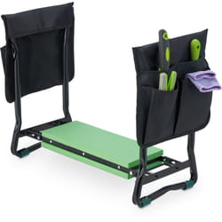 Relaxdays - Panca Inginocchiatoio da Giardino, Pieghevole, Imbottitura per Ginocchia, fino a 150 kg, Tasche, Nero Verde