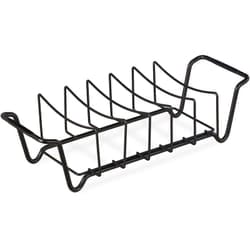 Relaxdays - Supporto per Costine, Cestello 2in1 da Barbecue, Rib Rack per Costolette e Arrosto, Acciaio al Carbonio, Nero