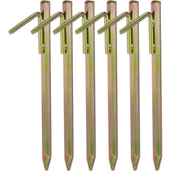 Set da 6 Picchetti per Tende, per Terreni Duri, Accessorio da Campeggio, l: 30 cm, Acciaio Zincato, Dorato - Relaxdays