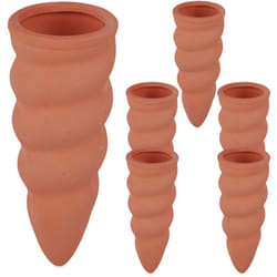 Set Irrigazione a Goccia, Kit da 6 Coni per Piante, Innaffiatori per Bottiglie da 1,5 l in pet, Terracotta - Relaxdays