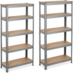 2x Scaffale in Metallo, 875 kg Capacità di Carico, 150x75x30 cm, Scaffalatura ad Alta Portata con 5 Ripiani, Grigio
