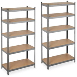 2x Scaffale in Metallo, Capacità fino a 875 kg, 180x90x45 cm, Scaffalatura ad Alta Portata da 5 Ripiani, Grigio