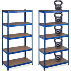 2x Scaffali in Metallo, 1325 kg Capacità di Carico, 180 x 90 x 45 cm, Scaffalatura ad Alta Portata con 5 Ripiani, Blu