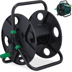 Relaxdays - Avvolgitubo dell'Acqua, Attacco 1/2', Bobina Riavvolgi Tubi da 30 m , Accessori per Irrigazione, Nero Verde