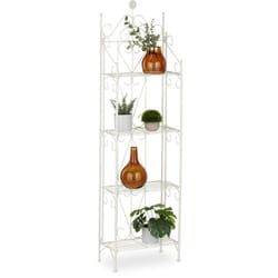 Relaxdays - Scaffale Portafiori, Fioriera per Interni con 4 Ripiani, Portavasi Pieghevole, HxLxP: 156 x 46 x 25 cm, Bianco