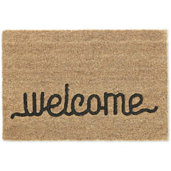 Relaxdays - Zerbino in Fibra di Cocco, Tappetino Ingresso con Scritta Welcome, Interni e Esterni 60 x 40 cm, Naturale Nero