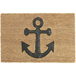 Relaxdays - Zerbino in Fibra di Cocco, 40x60 cm Design Marittimo con Ancora, Interni e Esterni, Antiscivolo, Naturale Nero
