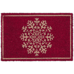 Relaxdays - Zerbino in Fibra di Cocco, Tappetino Ingresso con Fiocco di Neve, Interni ed Esterni, 60x40 cm, Naturale Rosso