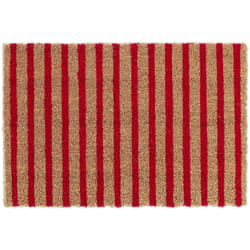Relaxdays - Zerbino a Righe, Fibra di Cocco, Tappetino Casa, Interni ed Esterni, 40x60 cm, Antiscivolo, Naturale Rosso