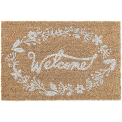 Relaxdays - Zerbino in Fibre di Cocco, con Scritta Welcome, 40x60 cm, Antiscivolo, per Interni e Esterni, Bianco/Naturale