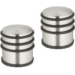 Relaxdays - Fermaporta in Acciaio Inox, Set da 2, h x d: 7,5 x 7 cm, Blocca Porte Pesante e Antiscivolo, Argento Nero