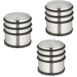 Relaxdays - Fermaporta in Acciaio Inox, Set da 3, h x d: 7,5 x 7 cm, Blocca Porte Pesante e Antiscivolo, Argento Nero