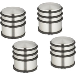 Relaxdays - Fermaporta in Acciaio Inox, Set da 4, h x d: 7,5 x 7 cm, Blocca Porte Pesante e Antiscivolo, Argento Nero