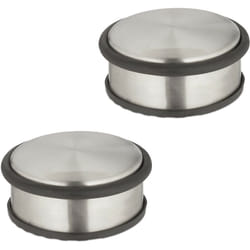 Relaxdays - Fermaporta in Acciaio Inox, Set da 2, h x d: 4,5 x 10,5 cm, Blocca Porte Pesante e Antiscivolo, Argento Nero