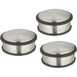 Relaxdays - Fermaporta in Acciaio Inox, Set da 3, h x d: 4,5 x 10,5 cm, Blocca Porte Pesante e Antiscivolo, Argento Nero