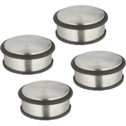 Relaxdays - Fermaporta in Acciaio Inox, Set da 4, h x d: 4,5 x 10,5 cm, Blocca Porte Pesante e Antiscivolo, Argento Nero