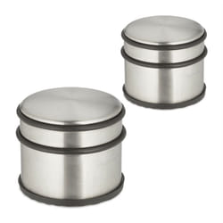 Relaxdays - Fermaporta in Acciaio Inox, Set da 2, HxD: 7,5 x 9 cm, Blocca Porte Pesante e Antiscivolo, Argento Nero